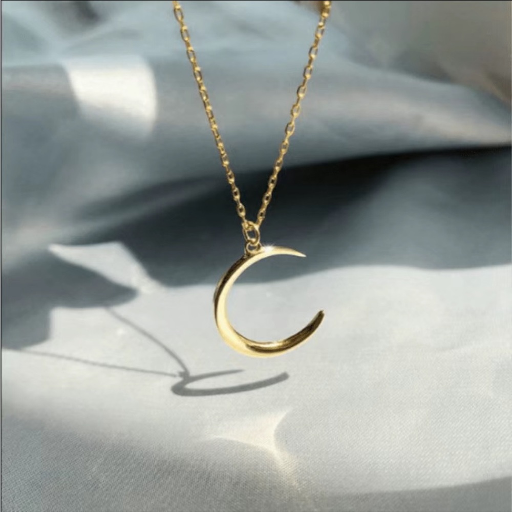 Y2K Moon Pendant Necklace 14k Over Stainless